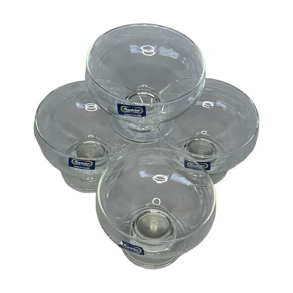 Vintage Pasabahce Turkey Clear Quality Glass Sherbet Ice Cream Bowls - Set of 4 - Picture 5 of 7